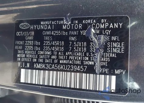 2019 Hyundai Kona Limited from USA, damaged, VIN KM8K3CA56KU239457